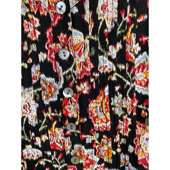 J. Jill Pleated Shift Floral Womens Size XS Black Multicolor whimsical Boho Pock - Picture 9 of 12